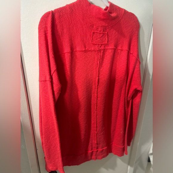 We The Free Casey Mock Neck Tunic Top Orange/Red Size Womens Large NWOT - Picture 6 of 7